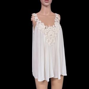 Babydoll Tank Top Zara Basic White Lace Boho Womens Sz XS Fairy Y2K Coquette
